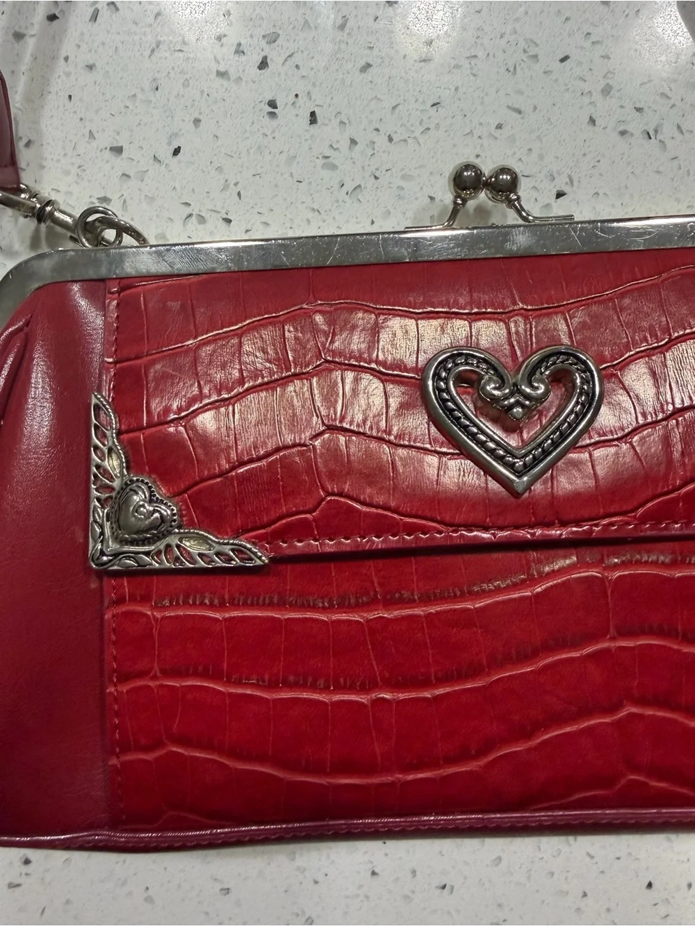 Vintage Red Women's Heart-Accent Handbag